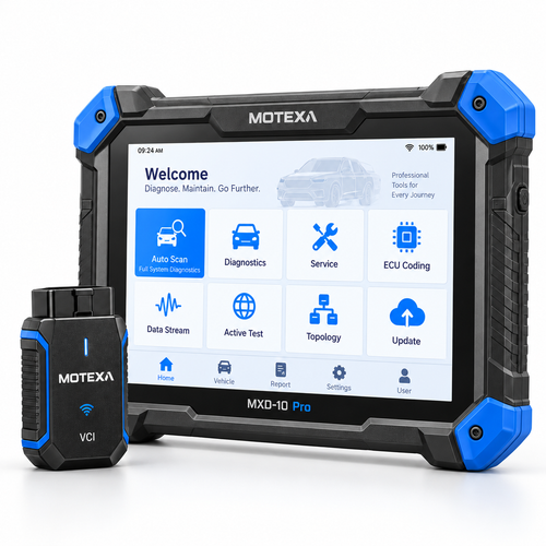 Das Kfz-Diagnosegerät MOTEXA MXD-10 Pro unterstützt die Gesamtsystemdiagnose, die Online-Codierung von Steuergeräten sowie mehr als 34 Wartungsfunktionen.